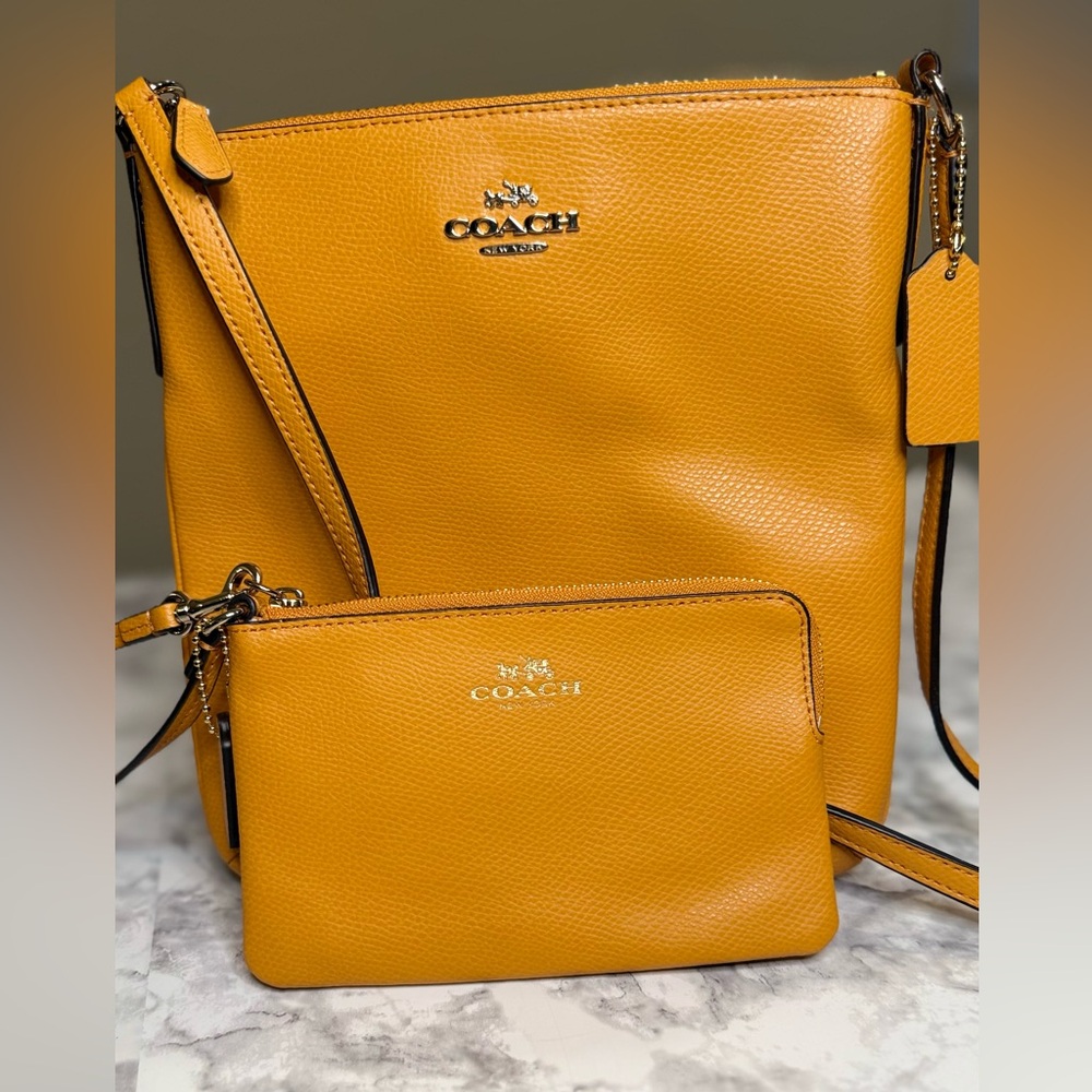 Coach Vibrant Mustard Colored Crossbody Bag Set